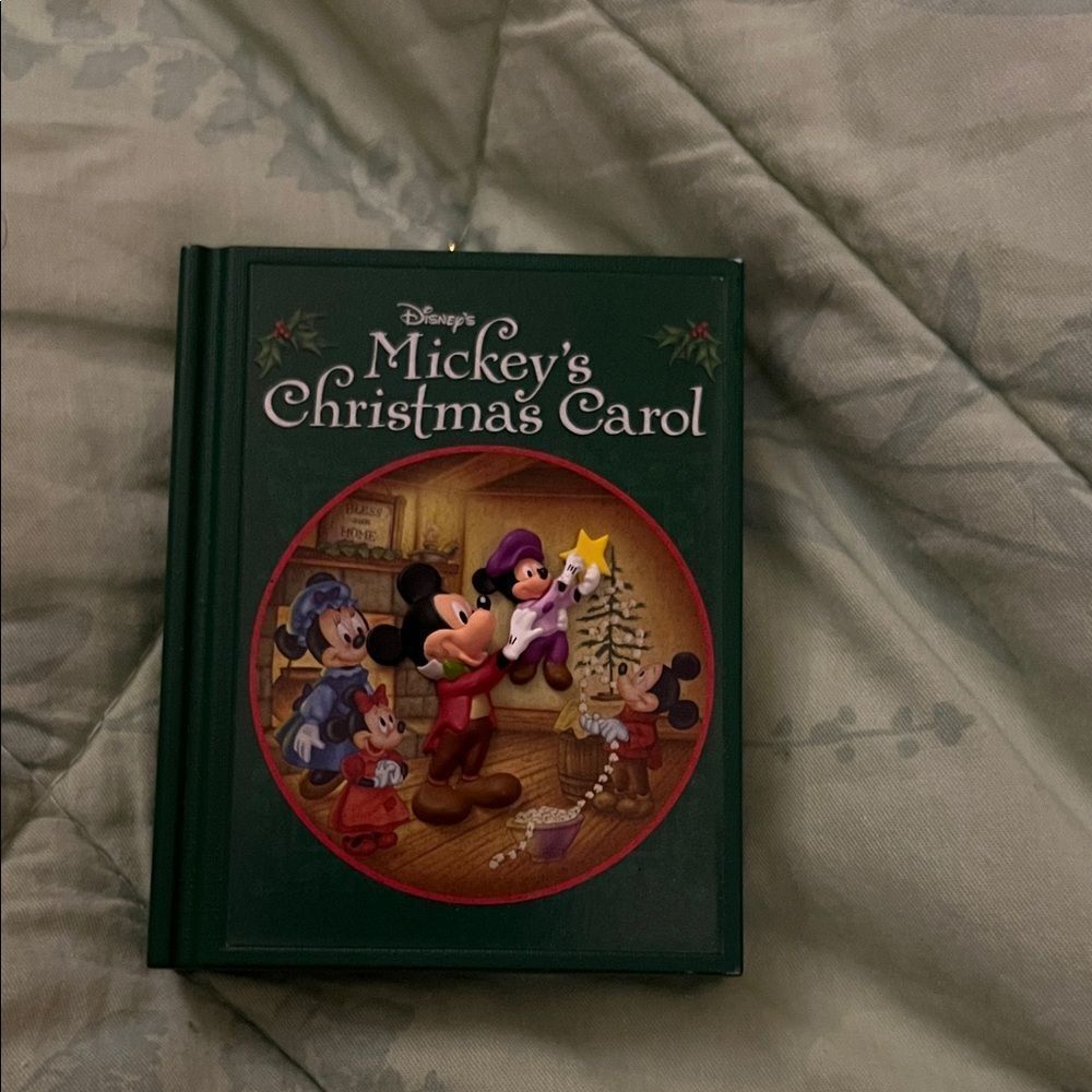 Disney Green Mickey's Christmas Carol Book ornament hallmark